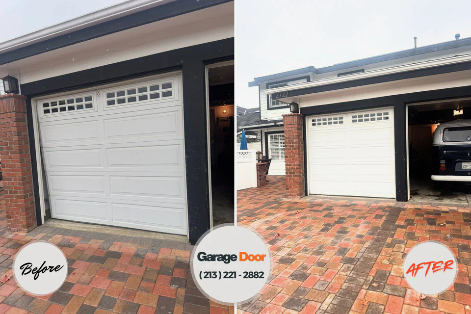 Before and after: garage door installation Morehead City, NC